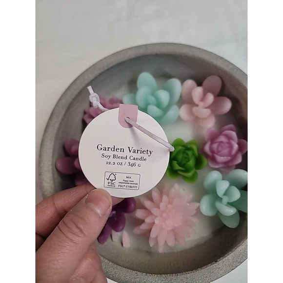 NWT Succulent Flowers Garden Candle Concrete Bowl Sincerely Jules VIRAL‎ TIKTOK - Picture 7 of 10